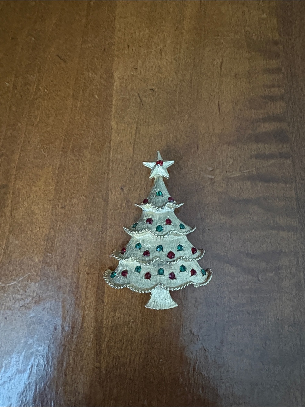 Gold Christmas Tree Brooch Pin